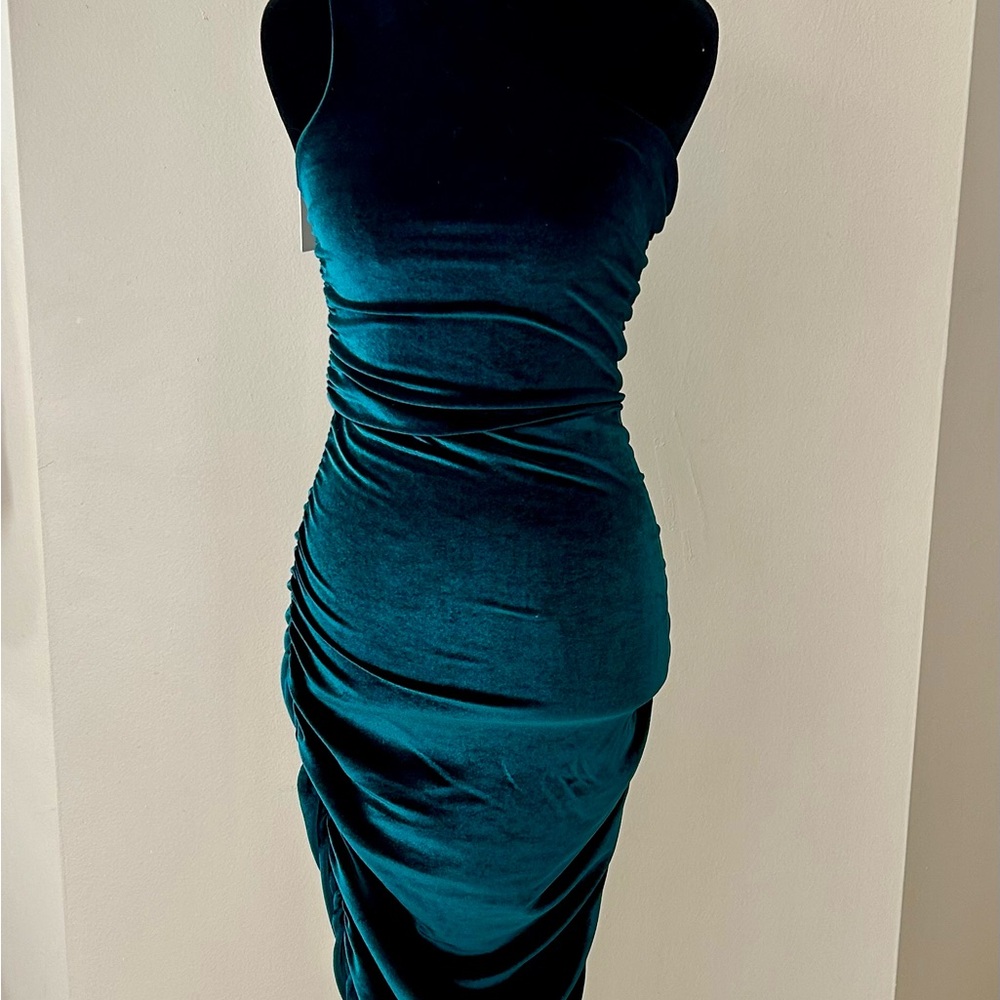 Elegant Teal Velvet Dress